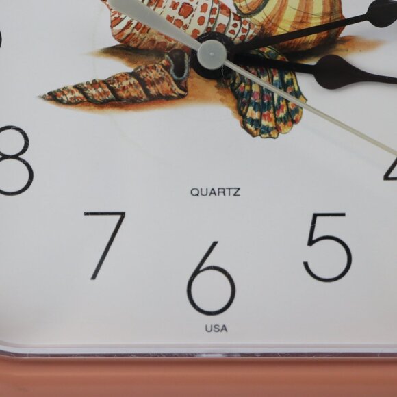 Ingraham Vintage Shells Plastic Square Quartz Salmon Pink Wall Clock Made in USA - Picture 3 of 12